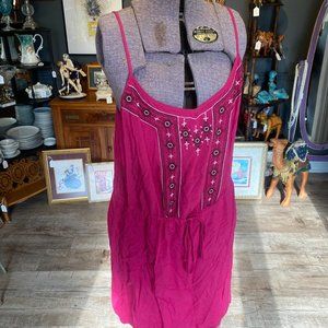 Sanctuary Size Large Fuschia Rayon Spaghetti Strap Embroidered Sundress